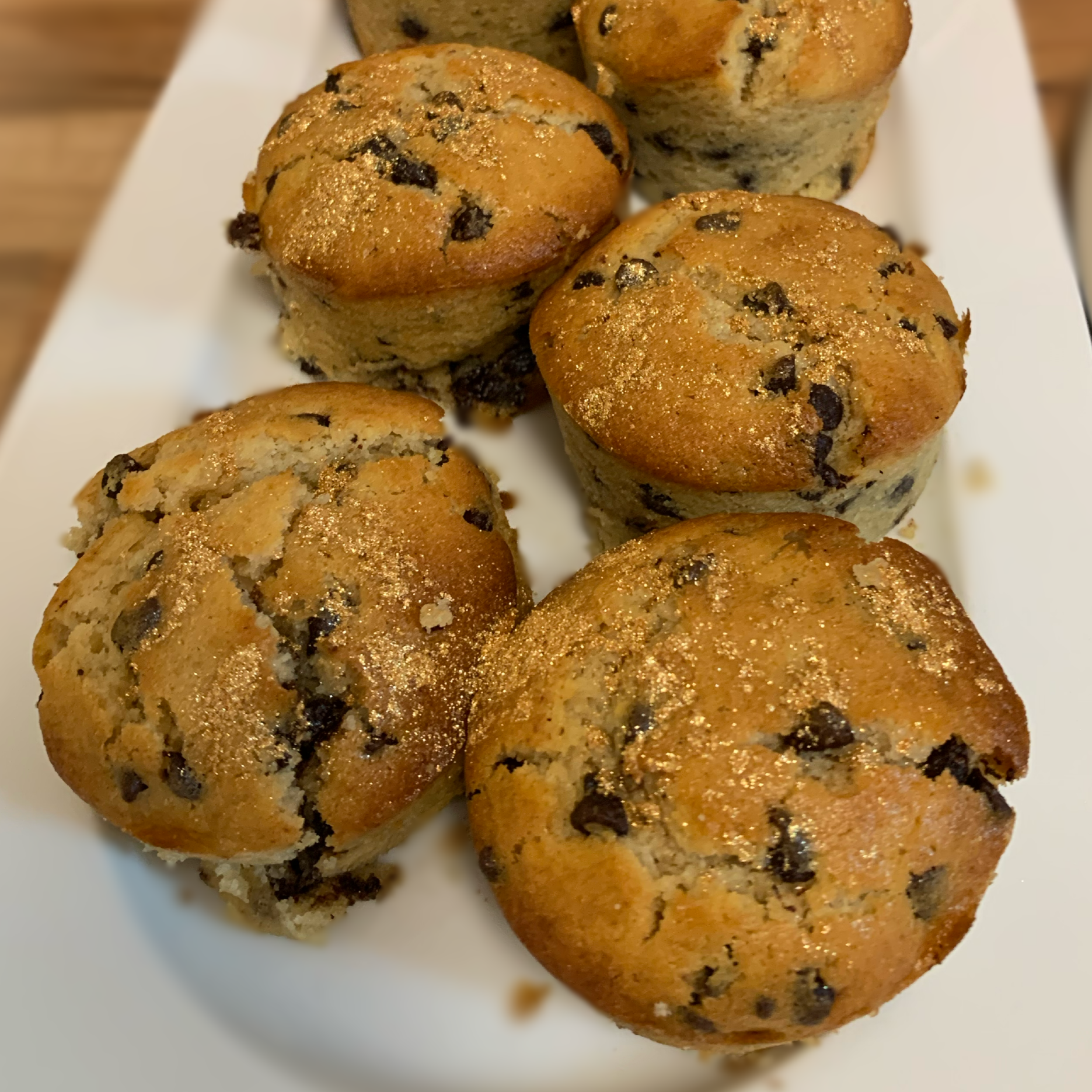 Ici des magnifiques muffins aux pépites de chocolat